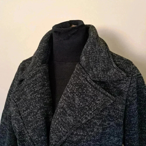 Steve Madden 3/4 Length Knit  Coat Grey Black Heathered Jacket Large Pea Coat - Picture 12 of 12